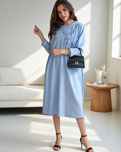 Dámske midi šaty Royalfashion, nadmerná tkanina s kvetom