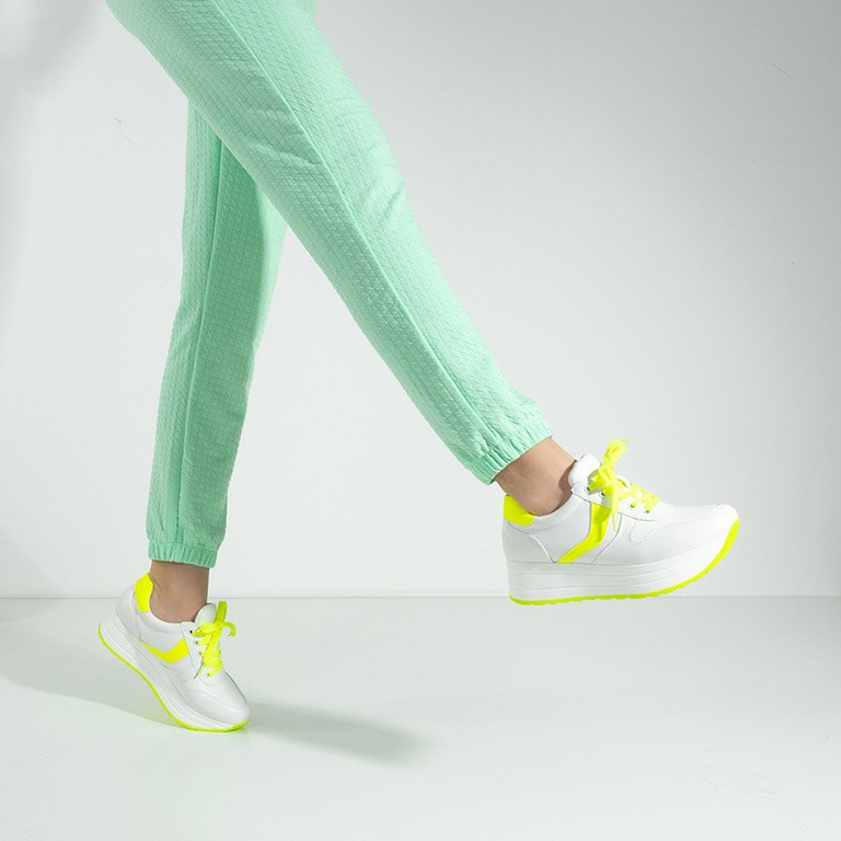 Biele a žlté športové tenisky pre ženy na platforme Dahn - Obuv