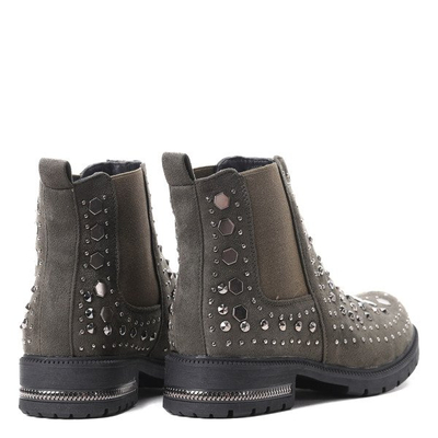 Botki w kolorze khaki z eko zamszu Ellia- Obuwie