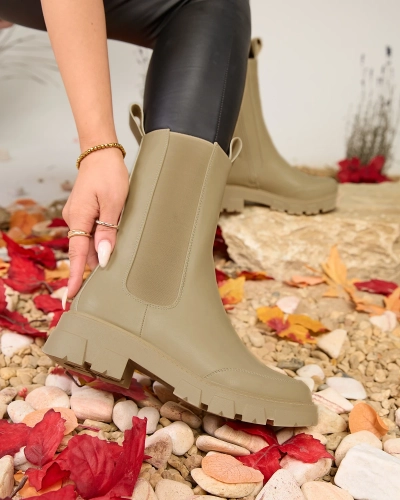 Royalfashion Dámske vysoké čižmy v béžovej farbe Adiofa