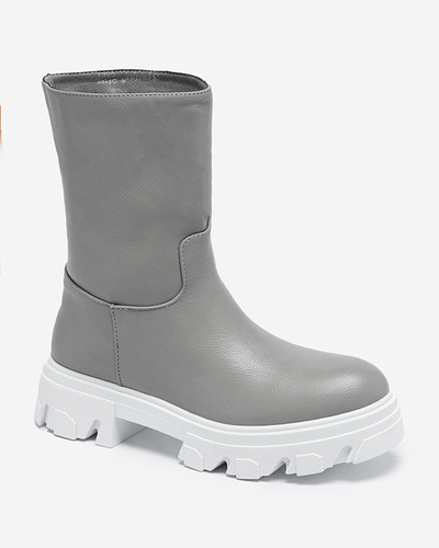 OUTLET Sivé dámske čižmy so zateplením Mekira - Obuv