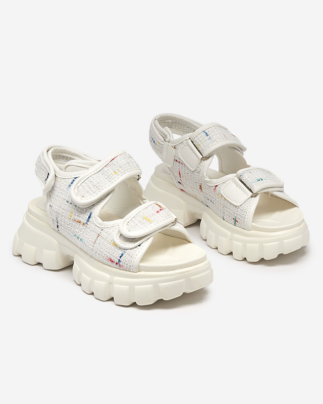 Dámske biele látkové sandále Pungia - Obuv