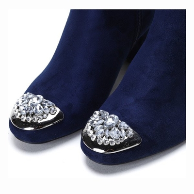 Granatowe botki z ozdobnym noskiem Hayley - Obuwie