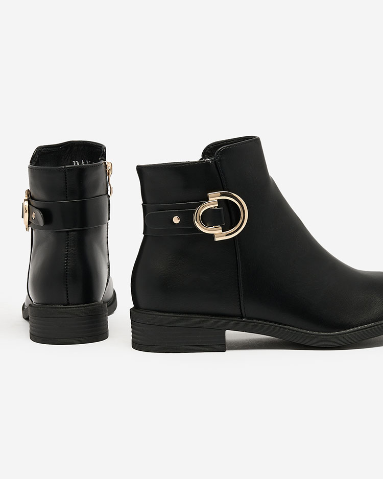 Royalfashion Čierne dámske čižmy a'la sztyblety s ozdobami Ederte