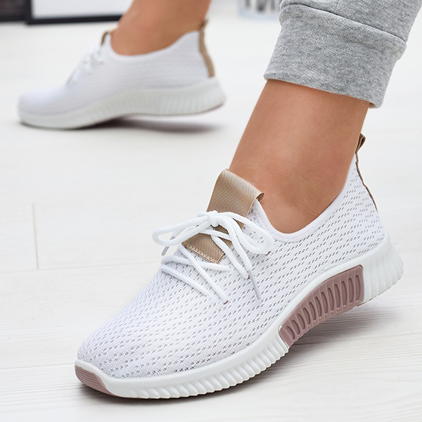 Biela dámska športová obuv s hnedými vložkami Kedeti - Obuv