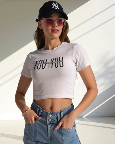 Royalfashion Dámske bavlnené crop top s nápisom