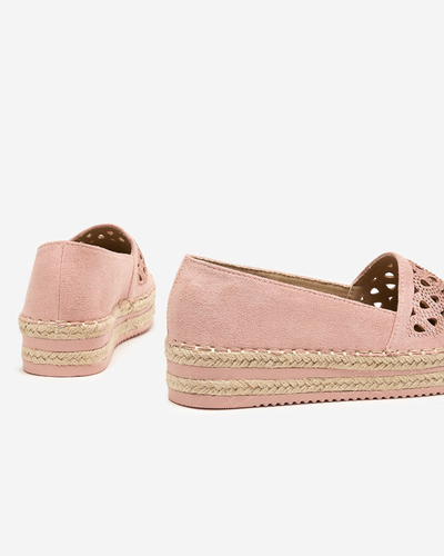 OUTLET Ružové dámske slip on espadrilky s kubickými zirkónmi Wexy - Topánky