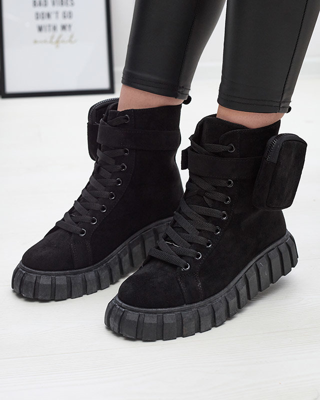 Dámske čižmy s vreckom v čiernej farbe Sauups- Obuv