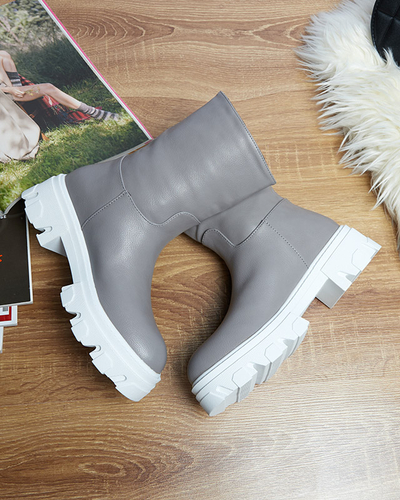 OUTLET Sivé dámske čižmy so zateplením Mekira - Obuv