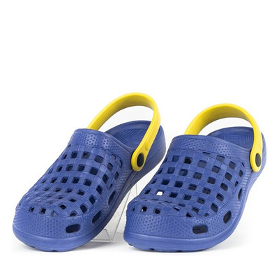 Granatowo - żółte klapki chodaki Salicana - Obuwie