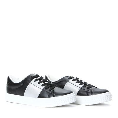 Czarno-srebrne tenisówki Ella- Obuwie