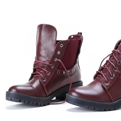 Bordowe workery Ember- Obuwie