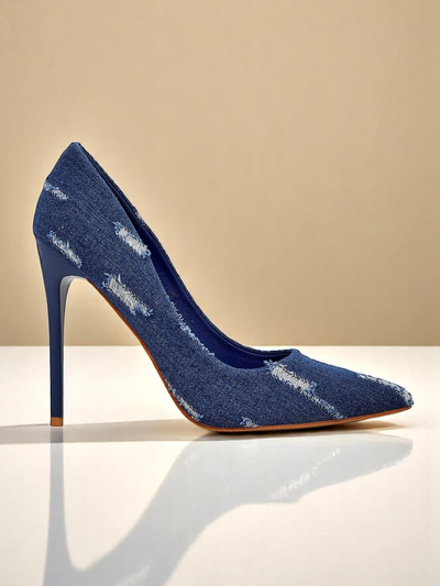 Royalfashion Dámske lodičky na ihlovom podpätku Denim Chic