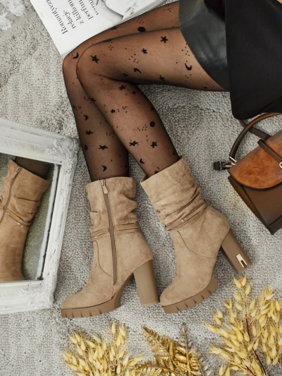 Ženski eko semiš gležnarji s peto BrambleDusk