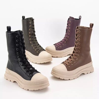 OUTLET Svetlohnedé dámske vysoké čižmy na plochých podpätkoch Magara - Topánky