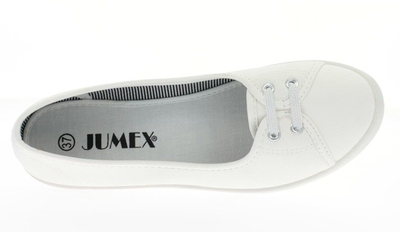 Białe balerinki na koturnie  - Obuwie