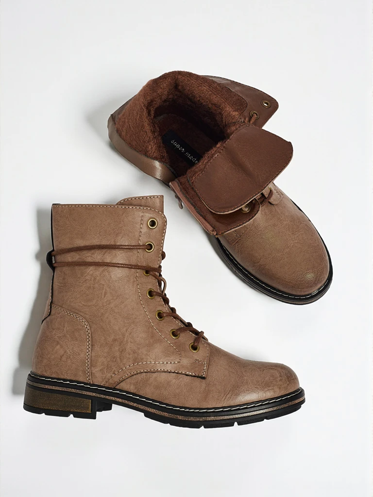 Ženski Gležnarji Flora Rjavi Sintetični Casual za Jesen