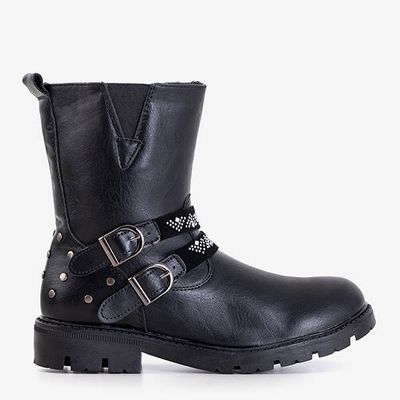 Čierne detské topánky s ozdobami Oriel - Obuv