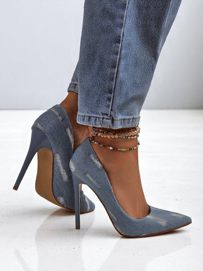 Royalfashion Dámske lodičky na vysokom opätku Denim Chic