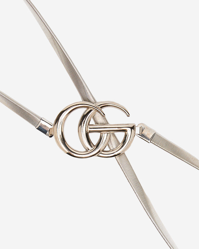 Dámsky strieborný elastický sťahovací opasok s písmenami - Doplnky