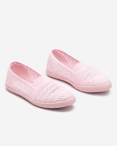 OUTLET Svetloružové detské slip on tenisky s prelamovaným zvrškom Qey-Shoes