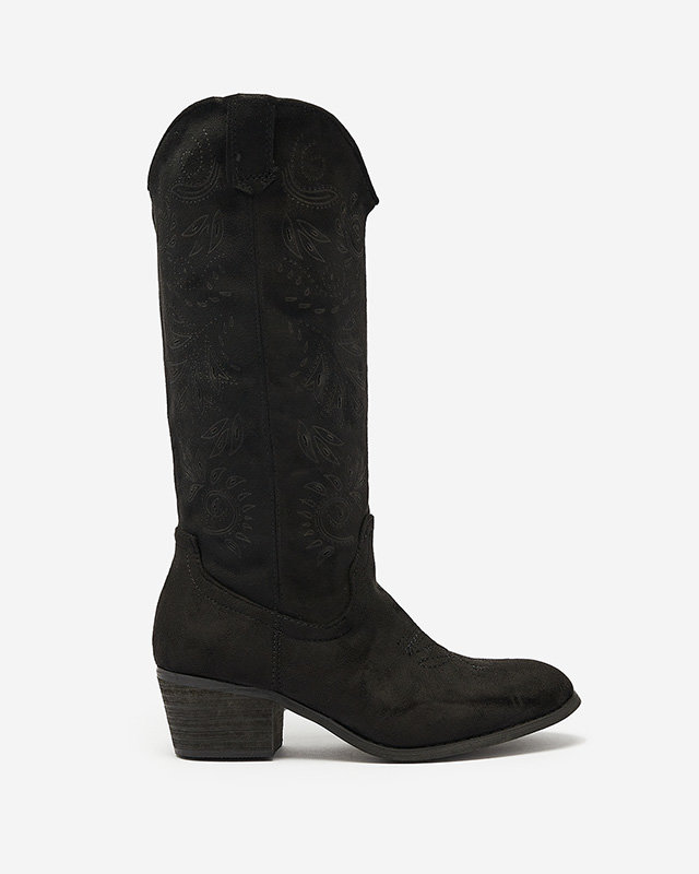 Čierne čižmy na nízkom podpätku Lieffi- Obuv