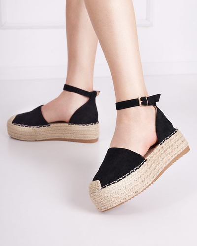 OUTLET Čierne dámske sandále a'la espadrilky na platforme Olikar - Topánky