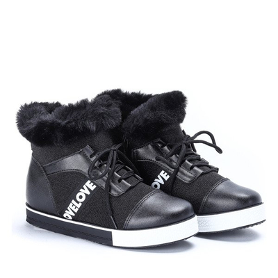 Czarne buty sportowe z futerkiem Gracelyn- Obuwie