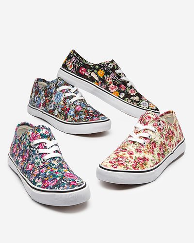 Tmavo modré dámske tenisky s kvetmi Surfi - Obuv