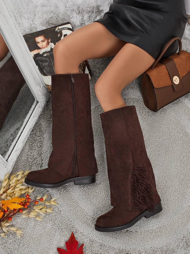 Ženski škornji eko semiš z zgornjim delom Ismara