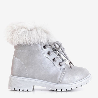 Detské čižmy striebornej farby Zendisqa s kožušinou - obuv