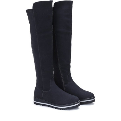 Czarne kozaki na platformie Claudia - Obuwie