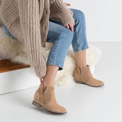 Hnedé členkové topánky a'la kovbojské topánky Besiks- Obuv