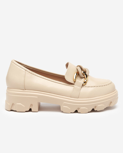 Béžové dámske topánky s hrubou podrážkou so zdobením Simero - Obuv