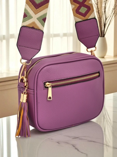 Royalfashion Mala ženska torbica iz eko usnja s pisanim pasom Kovi Lace