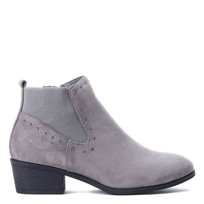 Szare botki na słupku Evelyn- Obuwie