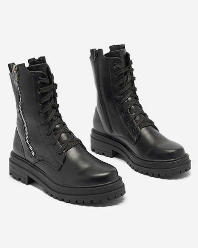 Čierne dámske bagger čižmy s plochou podrážkou Fetisa - Obuv