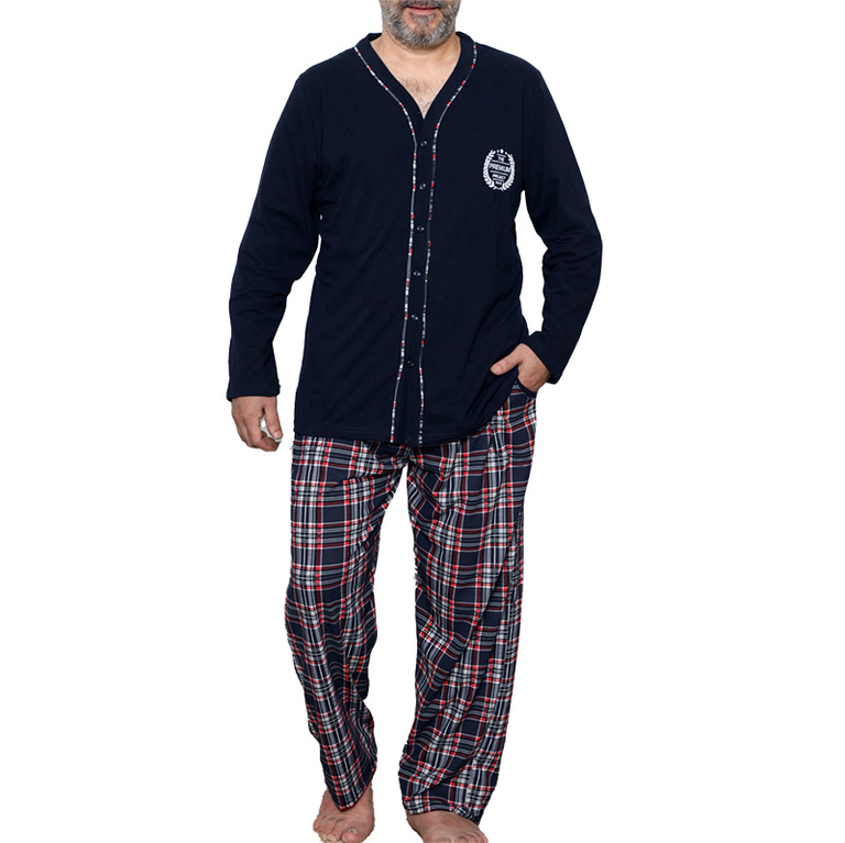 Pánske pyžamo so zapínaním na gombíky v tmavomodrej farbe - Oblečenie