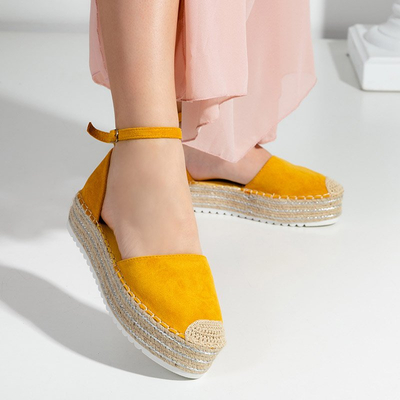 OUTLET Žlté dámske sandále a'la espadrilky na platforme Indira - Topánky