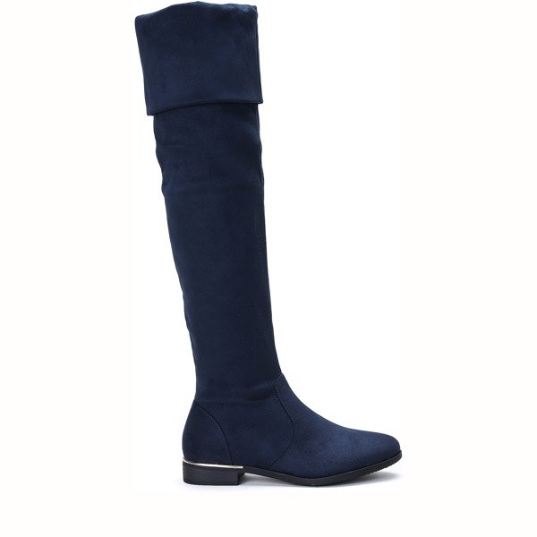 Granatowe kozaki z wywijaną cholewką Jasmine - Obuwie