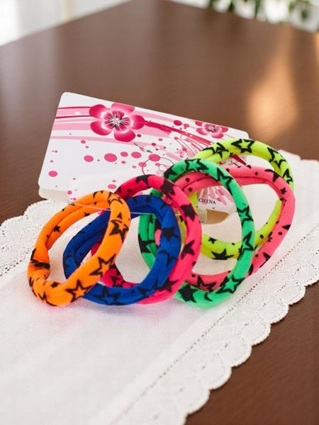 Royalfashion Sada 6 farebných gumičiek do vlasov Starina s hviezdičkami