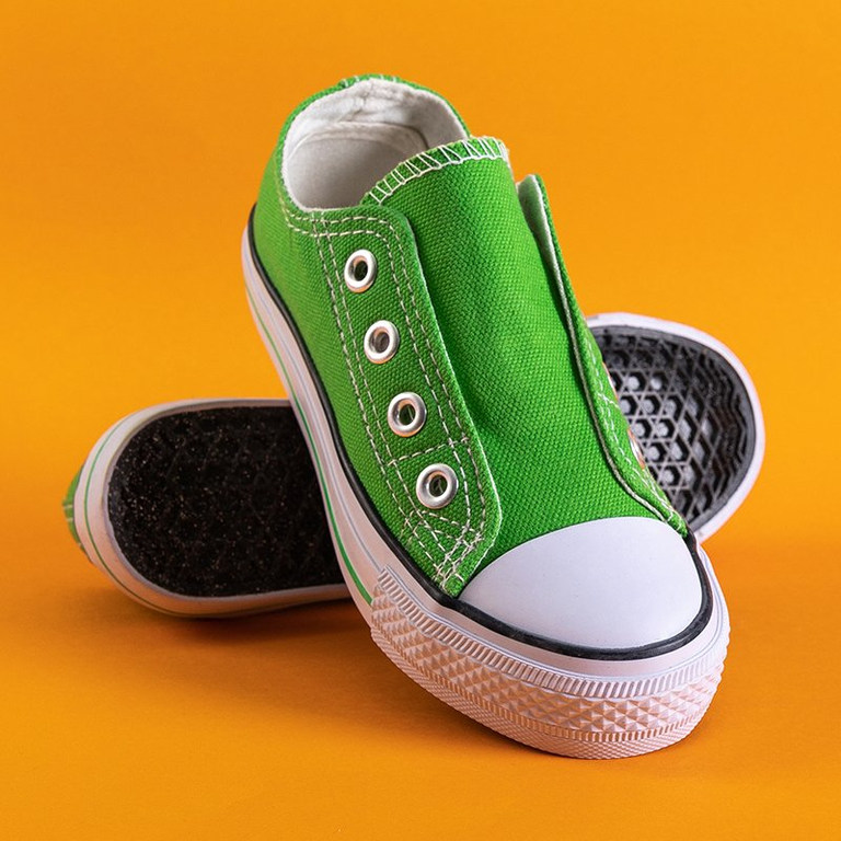 Zelené detské nazúvacie tenisky - topánky