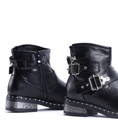 Czarne botki ze sprzączkami Tricia- Obuwie