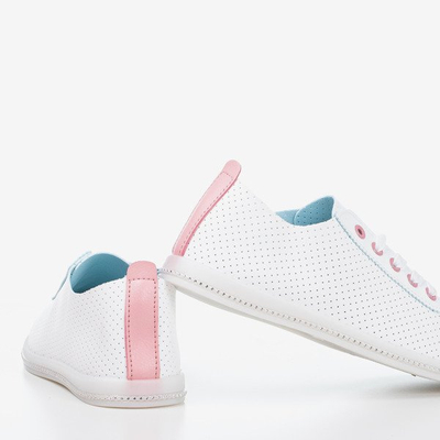 OUTLET Biele prelamované tenisky s ružovou vložkou Jasenia - Obuv