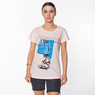Púdrové dámske tričko s potlačou FASHION-Clothing