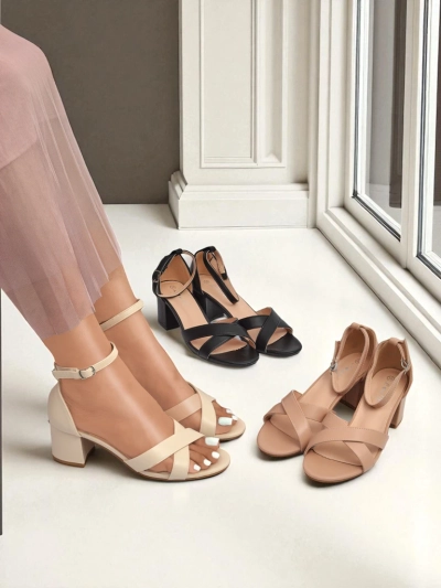 Royalfashion Dámske sandále s nízkym blokovým opätkom Eleganza Strap