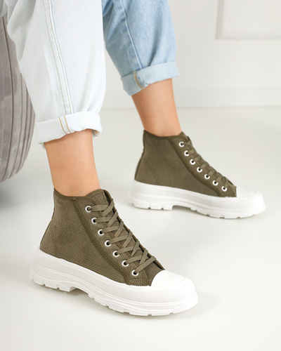 Zelené dámske vysoké rebrované tenisky Somali - Obuv