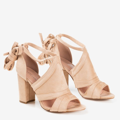Béžové sandále na vysokom podpätku so zvrškom Lastina - Obuv