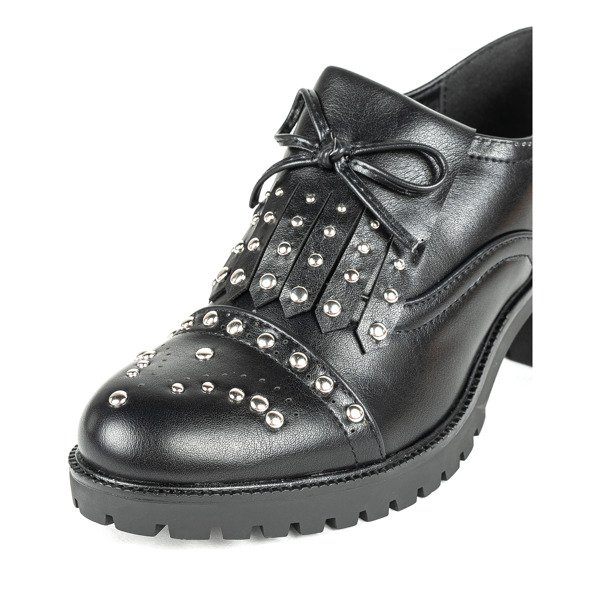 Čierne poltopánky na hrubom stĺpiku Colorado - Obuv