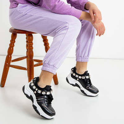 OUTLET Čierna dámska športová obuv so zirkónmi Frewan - Obuv